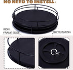 [ 2 Pack ] 9" & 10" Black Wood Lazy Susan Organizers with Steel Sides, Lazy Susan Turntable for Cabinet, Kitchen Turntable Storage for Table, Countertop, Pantry
