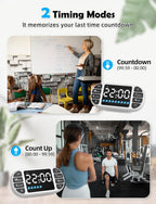 DOOMAY Digital Kitchen Visual Timer: 3.6'' Large LED Display, Magnetic, 3 Brightness, 4 Alarms and Volume, Memory Function, Countdown Count up for Cooking, Classroom, Home Gym, AAA Battery Included