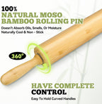 17.5 inch Wooden Rolling Pin for Baking - Long Dough Roller for All Baking Needs