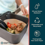 Cathy Yoder's AirFryer Paper Liners, 125 PCS 8-inch Square Air Fryer Liners Disposable, Premium, Food-Grade Easy Cleanup Air Fryer Parchment Paper Sheets, Airfryer Liner for 5-8QT, Baking & Roasting