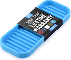 Zulay Kitchen (9x3.5) Silicone Sponge Holder for Kitchen Sink - Flexible Multipurpose Kitchen Soap Tray Sponge Holder - Sink Organizer Tray for Kitchen, Bathroom, Makeup, Trinkets & More (Blue)