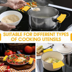 Patelai 4 Pcs Silicone Assist Hot Pan Handle Holder Pot Handle Covers for Cast Iron Skillets Holder Sleeve Nonslip Heat Resistant Pan Cover for Enameled Griddles Casserole Frying Cookware(Yellow)
