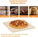 Small 10x10 inch Pizza Stone,for RV Camper Oven,Square baking stone Grill,Can make pizza, bread, pies,BBQ, Durable and Safe, Give away Plastic Scraper