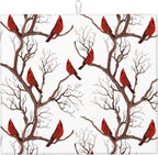 Winter Cardinal Birds Dish Drying Mat for Kitchen Counter Washable Absorbent Drying Mat Reversible Microfiber Drying Pad Home Holiday Decor Kitchen Accessories 16"x18"
