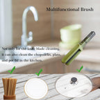 Knife Blade Brush with Long Handle and Lid Integrate Knife Sharpener and Gap Cleaning Brush, Double Side Bristle Scrubber for Kitchen knife Blade Chopsticks Dish Cutlery Fork Spoon's Washing