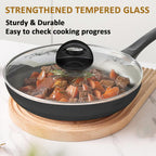 Glass Lids for Pot and Pan, 8, 9.5, 10.25, 11, 12, 12.6, 13.5, 14 Inch Tempered Replacement for Covers Kitchen Cookware, Frying Pan, Wok, Skillet (12 Inch)