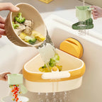 Suction Cup Sink Corner Rack 2026 Upgrade Corner Sink Strainer Basket Automatic Dumping Suction Cup Press Sinks Drainer Basket Faucet Sponge Storage Rack Food Waste Catcher for Sink (1PC - Yellow)