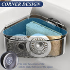 Sink Strainer Basket, Triangle Suction Cup Sink Corner Rack, New Upgraded Corner Sink Strainer with Drainage Hole, Punch-Free Corner Sink Trash Catcher for Kitchen and Bathroom (Black)