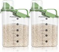 Rice Storage Container, Cereal Containers Storage, Dry Food Airtight Dispenser BPA Free, Clear Plastic Kitchen and Pantry Organization Bin (2, Green, 3Qt)