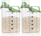 Rice Storage Container, Cereal Containers Storage, Dry Food Airtight Dispenser BPA Free, Clear Plastic Kitchen and Pantry Organization Bin (2, Green, 3Qt)