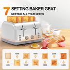 Toaster 4 Slice Retro Stainless Steel,Best Prime 4 Slice Toaster Wide Solt with 7 Shade Settings, Perfect for Waffles, Bagels and More Lainsten T-527