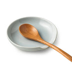 Ceramic Spoon Rest for Kitchen Counter, Kitchen Spoon Holder for Stove Top, Cooking Utensil Rest with Drip Tray for Ladles Tongs Spatula, Dishwasher Safe, Light Gray