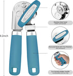 Beneno Can Opener Manual with Magnet, Hand Held Heavy Duty Can Opener with Durable Sharp Blade Smooth Edge, Big Effort-Saving Knob, Soft Grip Rubber Handle, Multifunctional Bottle Opener, Aqua