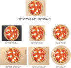 Pizza Stone Set, 15"x12" Rectangular Pizza Stone for Oven Grill BBQ with Wooden Pizza Peel & Oven Mitts, Cordierite Baking Stone for Bread, Unique Built-in 4 Handles Cooking Stone