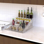 PMMASTO Widen Tiered Spice Rack, Seasoning Organizer, Clear Acrylic Vertical Shelves Can Organizer for Countertop, Cabinet, Pantry, Kitchen Organization and Storage - 5 Tier