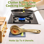 Silicone Spoon Rest for Stove Top, Heat-Resistant & BPA-Free, Non-Slip Kitchen Spoon Holder for Stove, Gray + Yellow Plum