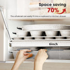 10-Piece Nonstick Baking Pans Set, Stackable Non Toxic Bakeware Sets with Cookie Sheets, Cake Pan, Loaf Pan, Pizza Pan, Muffin Pan, White&Gray