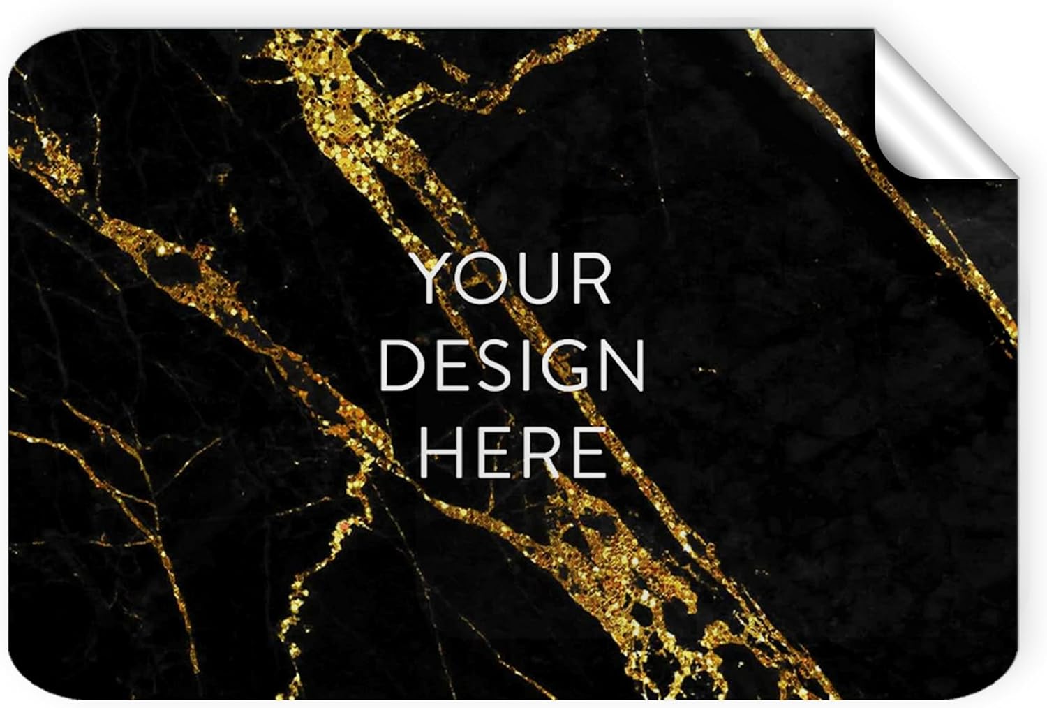 100 Custom Vinyl Stickers - Upload Your own Image, Text, Design, Logo - Personalized Logo Labels for Handmade, Packaging, Bottle, Jars, Candle, Brand Stickers (Black Gold Marble, 3x2)