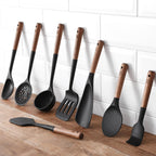Silicone Rice Paddle with Wooden Handles: Non-Stick Rice Spoon, Mashed Potato Serving Spoon, Heat Resistant Cookware, Protects Surfaces with Gentle Head Design