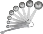 Measuring Cups and Spoons Set, Stainless Steel Measuring Cups, 18/8(304) Material Heavy Duty 7 Measuring cups and 8 Measuring Spoons 1 Leveler and 2 rings Pack 18pcs Per set