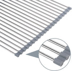 Roll Up Dish Drying Rack Over The Sink 17.7"(L) x 15.6"(W), Multipurpose Foldable Stainless Steel Kitchen Rollable Drainer Rack, Gray