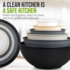 Zulay Kitchen 12 Piece Plastic Mixing Bowls with Leak-Proof Lids Set - Microwave and Freezer Safe Kitchen Mixing Bowls for Preparing, Serving and Storing - Large Nesting Bowls (Midnight Ombre)