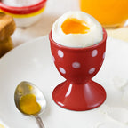 Cinf Easter Ceramic Egg Cup Red Set of 2 Porcelain Holder Breakfast Boiled Cooking Easy to Clean Childhood Memories Kitchen