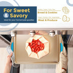 Perlli Cookie Sheet Baking Pan 2 Piece Set, 9x13" Gold Nonstick Trays with Blue Silicone Hand Grips Oven Bakeware Pans Set, Premium Quality Carbon Steel Baking Tray Sheets