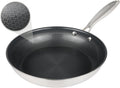 Stainless Steel Nonstick Frying Pan, Hybrid Ceramic 12-Inch Frying Pans, Stay-Cool Handle, PFAS & PFOA PTFE Free, Dishwasher & Oven Safe, Scratch-Resistant, Compatible with Induction & All Cooktops