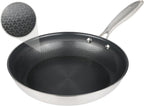 Stainless Steel Nonstick Frying Pan, Hybrid Ceramic 12-Inch Frying Pans, Stay-Cool Handle, PFAS & PFOA PTFE Free, Dishwasher & Oven Safe, Scratch-Resistant, Compatible with Induction & All Cooktops