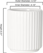 Small Utensil Holder for Kitchen Counter (H5.51” x W4.92”), Countertop Utensil Holder for Kitchen Ceramic, Utensils Crock for Countertop, Includes Silicone Drying Mat, White