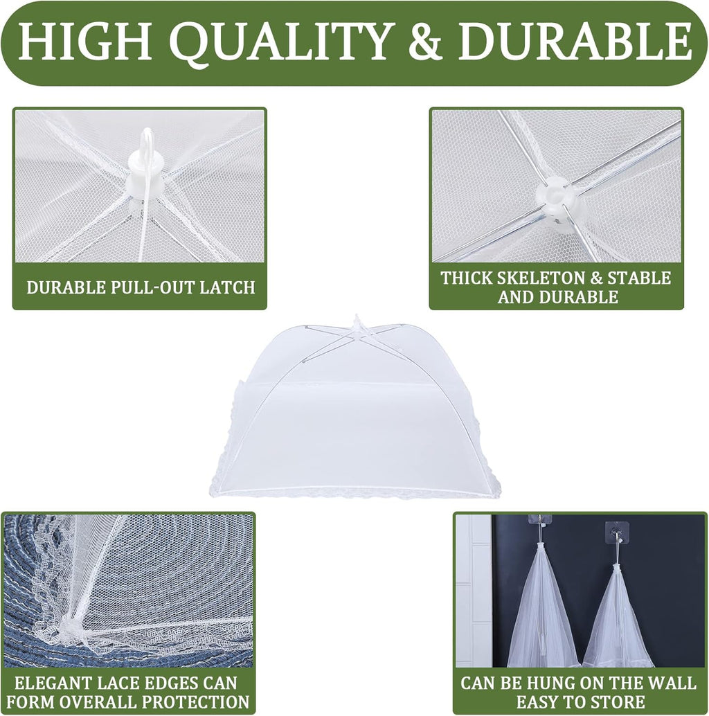ZMCINER 7 Pack Food Covers for Outdoors Mesh Screen Include Food Tents 1 Extra Large (40"X 24") & 6 Standard (17"X 17") Collapsible and Reusable Mesh Covers for Outside, BBQ Party Supplies, Fruit