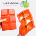 Silicone Ice Cube Trays with Lids,Large Square Ice Cube Molds for Freezer, Whiskey, Cocktail, Stackable Flexible and Reusable & Easy Release BPA Free (2 Pack&Dark Gray and Orange)
