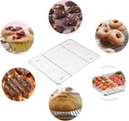 TeamFar Baking Pan with Rack Set of 4, 12.5’’ x 9.5’’ Stainless Steel Toaster Oven Baking Pan with Cooling Rack, Healthy & Non Toxic, Easy Clean& Mirror Finish, Dishwasher Safe - (2 Pans + 2 Racks)