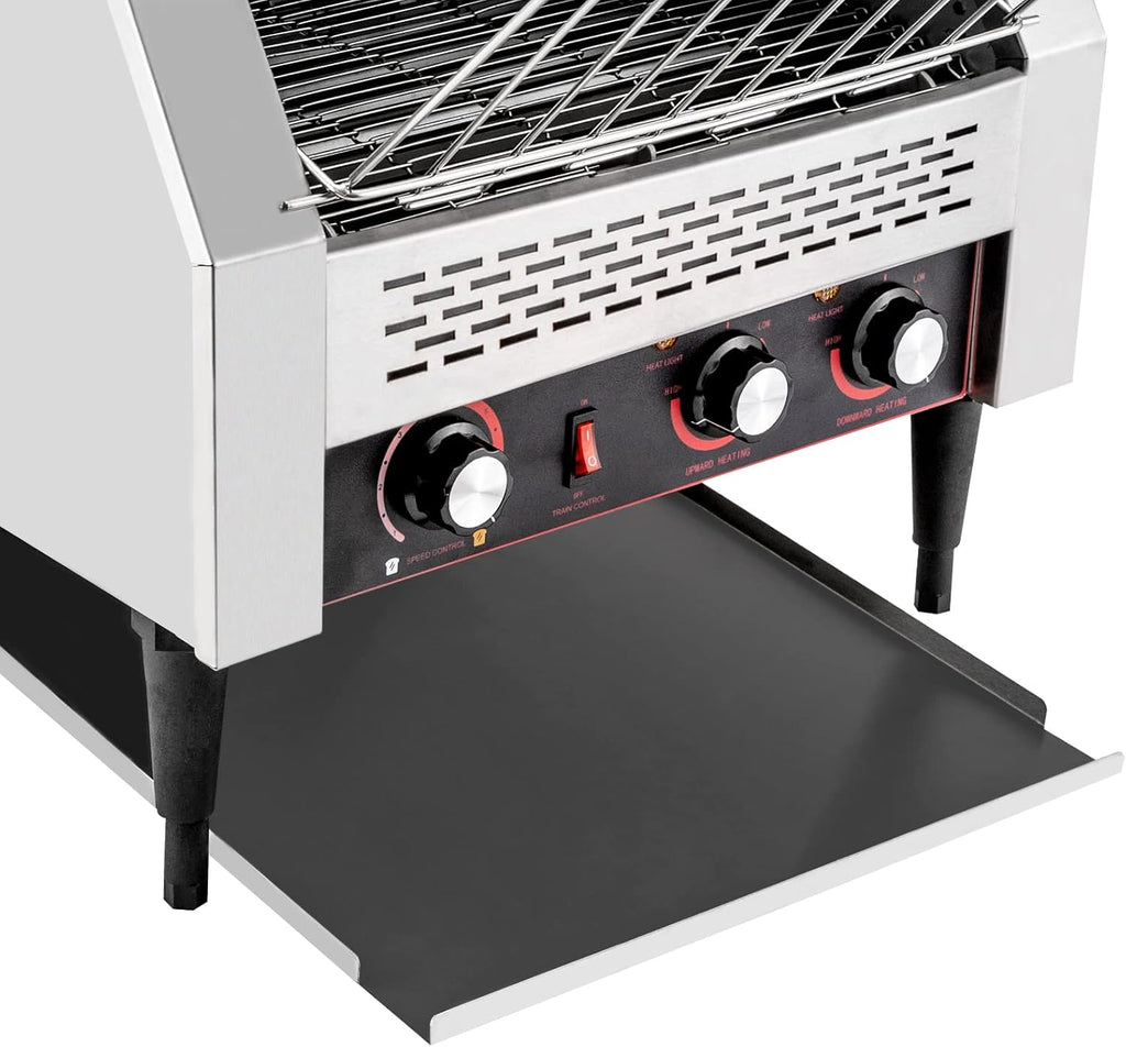 Commercial Conveyor Toaster 450 Slices/Hour Stainless Steel Conveyor Toaster 2600W Electric Toasters Oven Heavy Duty Countertop Restaurant Toaster for Cafes Bun Bagel Bread