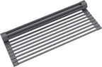 Kraus Multipurpose Over-Sink Roll-Up Dish Drying Rack, Colander and Trivet in Dark Grey, KRM-10DG