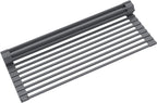 Kraus Multipurpose Workstation Sink Roll-Up Dish Drying Rack, Colander and Trivet in Dark Grey, KRM-11DG