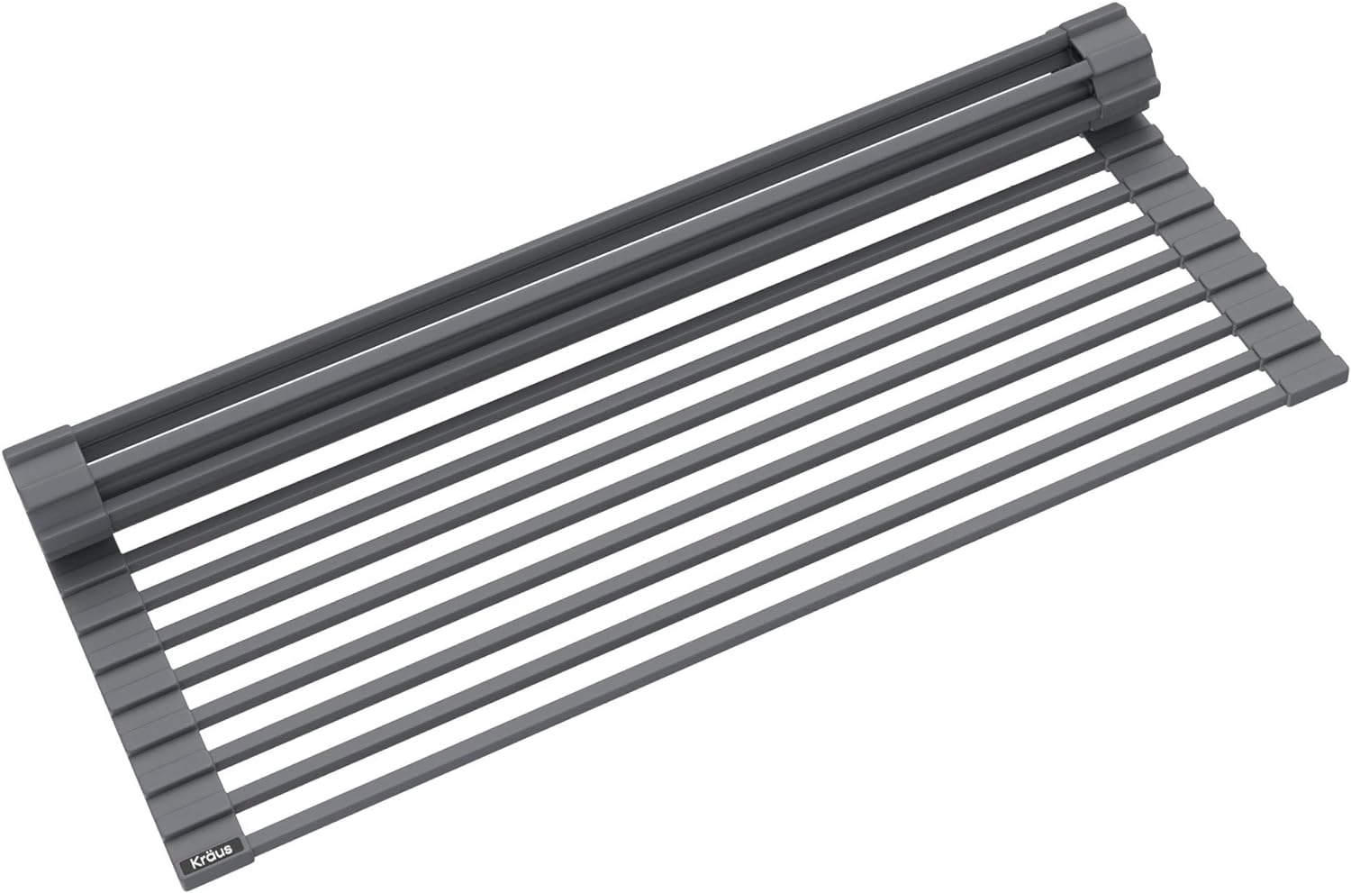 Kraus Multipurpose Workstation Sink Roll-Up Dish Drying Rack, Colander and Trivet in Dark Grey, KRM-11DG
