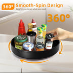 Metal Lazy Susan Organizer, 10 Inch Anti-Rust Turntable for Cabinet, Kitchen, Dining Table, Bathroom – Rotating Spice Rack, Spinner Storage, Round Carousel Organizer for Countertop Black