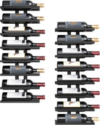Hoctieon 2-Set 8 Tier Wall Mount Wine Rack (16 Tiers), Wall Racks for Wine Bottles Display and Storage, Hanging Bottle Organizer for Living Room, Dining Room, Wine Cellar, Bar, Black