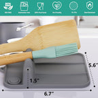Spoon Rest, Silicone Spoon Holder for Stove Top with Drip Pad Suitable for Multiple Kitchen Gadgets, 3 Grooves Upgraded Utensil Rest for Kitchen Counter, Heat Resistant Dishwasher Safe Gray