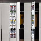 KEEPJOY Over the Door Shoe Organizer, Hanging Shoe Organizer with 4 Hooks, Shoe Holder with 14 Mesh Pockets Closet Door Shoe Storage Bag (White-2Pack)