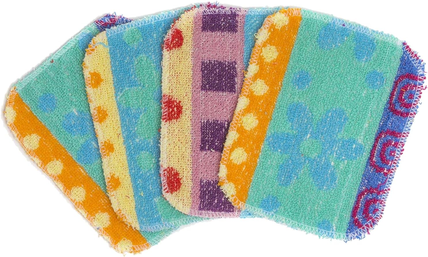 Kitchen Dish Scrubbers | Soft Scrub for Dishes | Non-Scratch Cleaning Pads for Kitchen | Made from Cotton Fiber | Safe on All Surfaces | Long-Lasting & Easy to Clean | Pack of 4