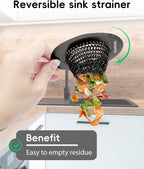 TRAPMATE Sink Drain Strainer | Reversible 304 Stainless Steel Kitchen Drain Cover | Anti-Clogging Garbage Disposal Strainer Fit US Standard Drain (Black)