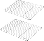 P&P CHEF Cooling Baking Rack Pack of 2, Stainless Steel Cooling Racks for Cooking Baking Roasting Grilling Drying, Dense Wires & Smooth Edge, Easy to clean, Silver, 15.3" x 11.25"