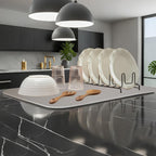 2-Pack Light Gray Dish Drying Mats 17” x 24” – XL Kitchen Drying Mat for Counter, Super Absorbent Microfiber Dish Drying Mat, Foldable Large Dish Drying Mat, Pots, Pans – Dish Drainer Mat