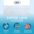 1000 Count, 8" x 10" 1/2 Gallon Zip Bags, 2 Mil Thick Clear Plastic Reclosable Zipper Lock Bags with Write-on White Block, with Resealable Zip Top Lock for Food Storage, Sandwiches & Office Supplies