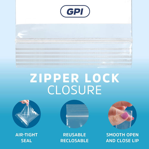 10" x 12" 1 Gallon Zip Bags, 2 Mil Thick Clear Plastic Reclosable Zipper Lock Bags with Write-on White Block, with Resealable Zip Top Lock for Food Storage, A4 Letter Size Paper, 100 Count