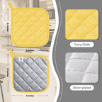 Joyhalo 4 Pack Pot Holders for Kitchen,Cotton Oven Holder with Great Heat Resistance,Non Slip Hot Pads for Kitchen Clearance,Yellow