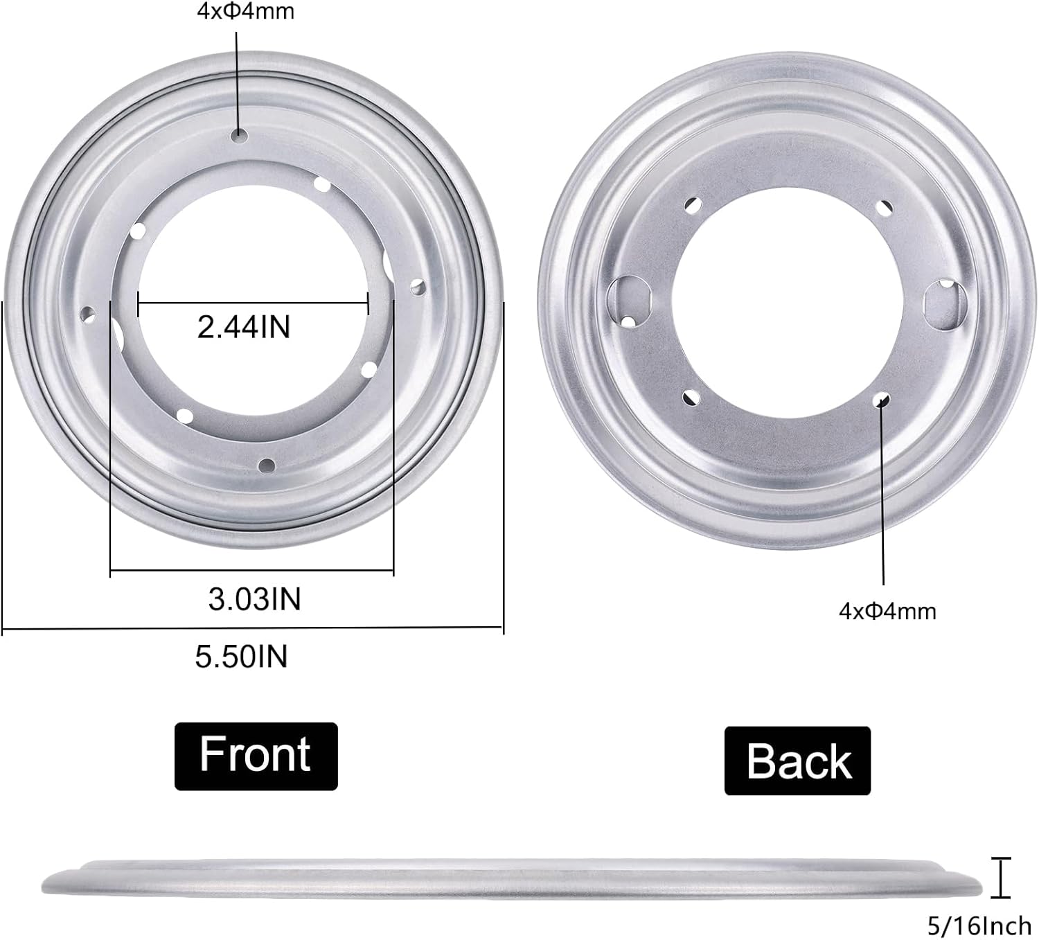 4Pack 5.5" Lazy Susan Hardware 5/16" Thick Round Rotating Bearing Plate, Silver Swivel Plate Base 300lbs Capacity Lazy Susan Turntable Bearing Base for Rotating Table, Serving Tray, Kitchen